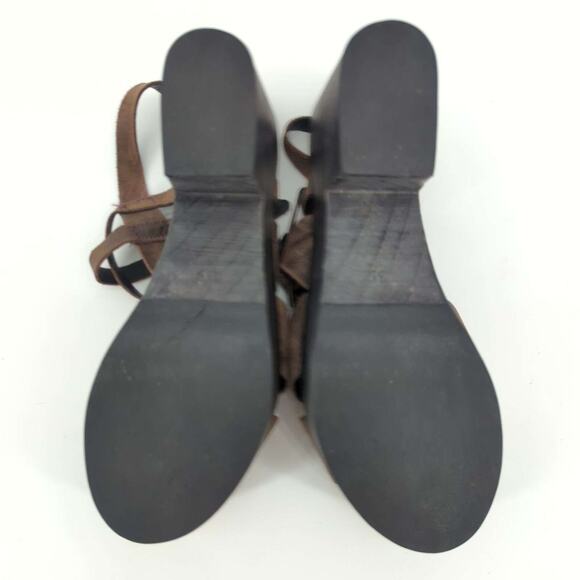Freebird By Steven Ali Brown Leather Block Heel Platform Sandals EU 39 US 8.5 9 - Picture 9 of 10
